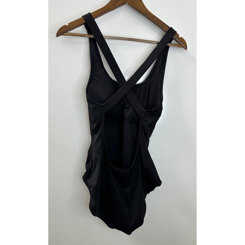 Andie One Piece Swimsuit Black Criss Cross Open Back Scoop Neck Womens Large - Picture 7 of 12